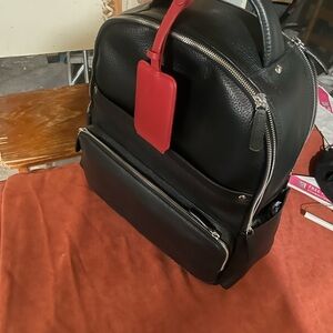 Black Leather Men's Backpack